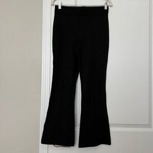 Zara Black Flare Leg Pull On Knit Pants Front Seam Trousers Size Medium